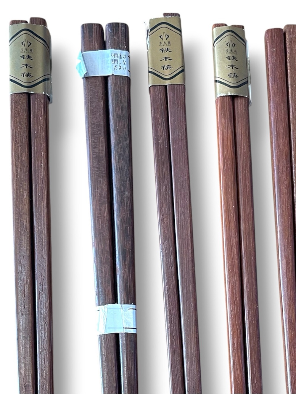 9 pairs of wooden, vintage, chopsticks